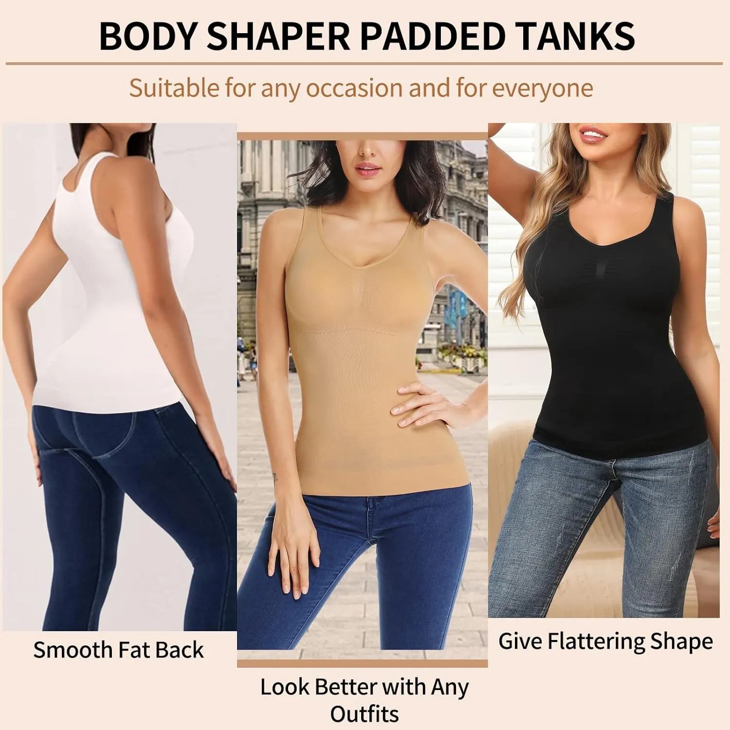 JOYSHAPER Cami Shaper for Women Tummy Control Shapewear Tank Tops with Built-in Bra Compression Camisole Padded Bra