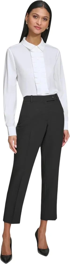 Karl Lagerfeld Paris Women's Straight Leg Belted Suit Pant