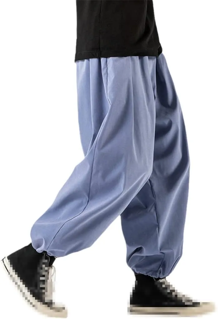 keusyoi Mens Drawstring Harem Pants MenS Baggy Jogging Pants Men Drop Crotch Wide Leg Pants Male Casual Loose Trousers