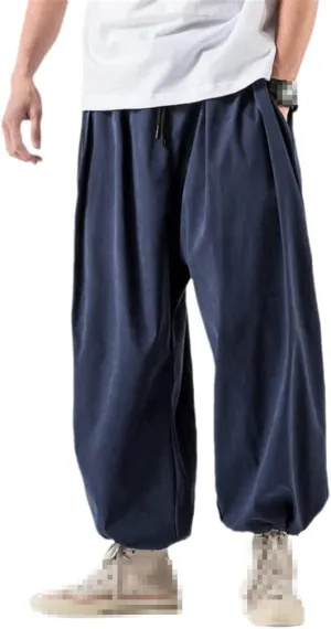 keusyoi Mens Drawstring Harem Pants MenS Baggy Jogging Pants Men Drop Crotch Wide Leg Pants Male Casual Loose Trousers