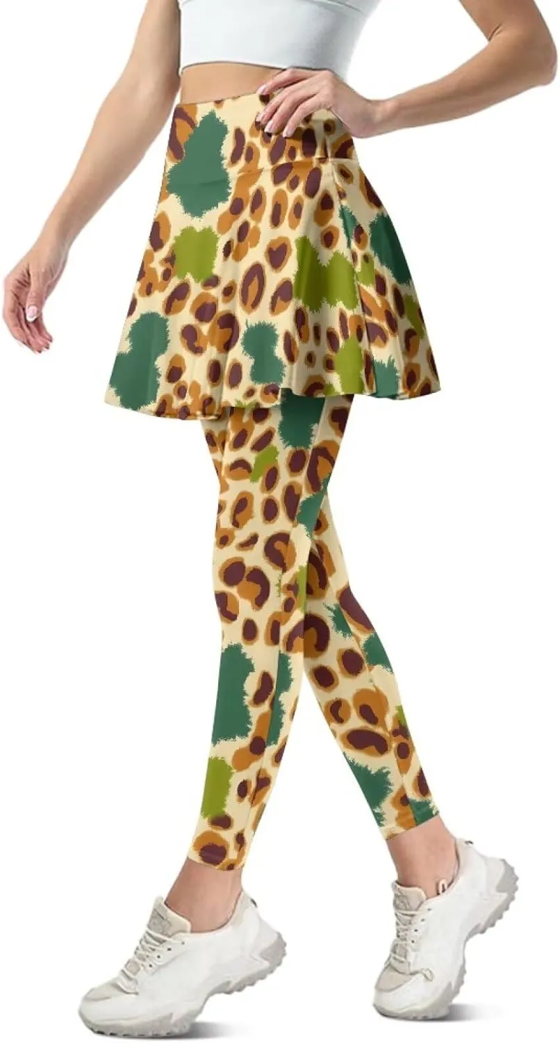 Ladybug Tennis Skirted Leggings with Pocket,Women Turtle Elastic Yoga Legging with Skirt,Forest Comfy Yoga Leggings