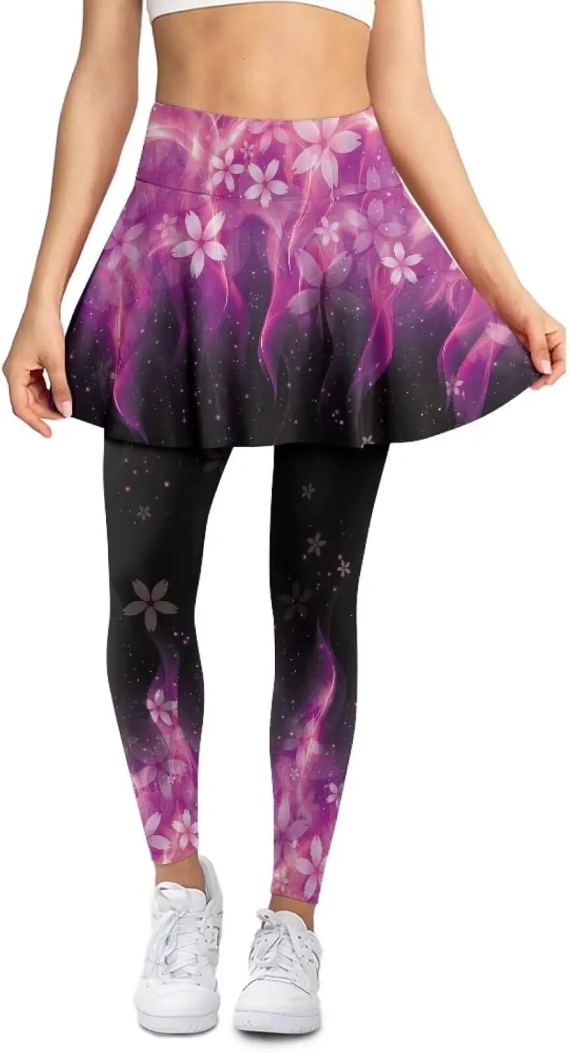 Ladybug Tennis Skirted Leggings with Pocket,Women Turtle Elastic Yoga Legging with Skirt,Forest Comfy Yoga Leggings