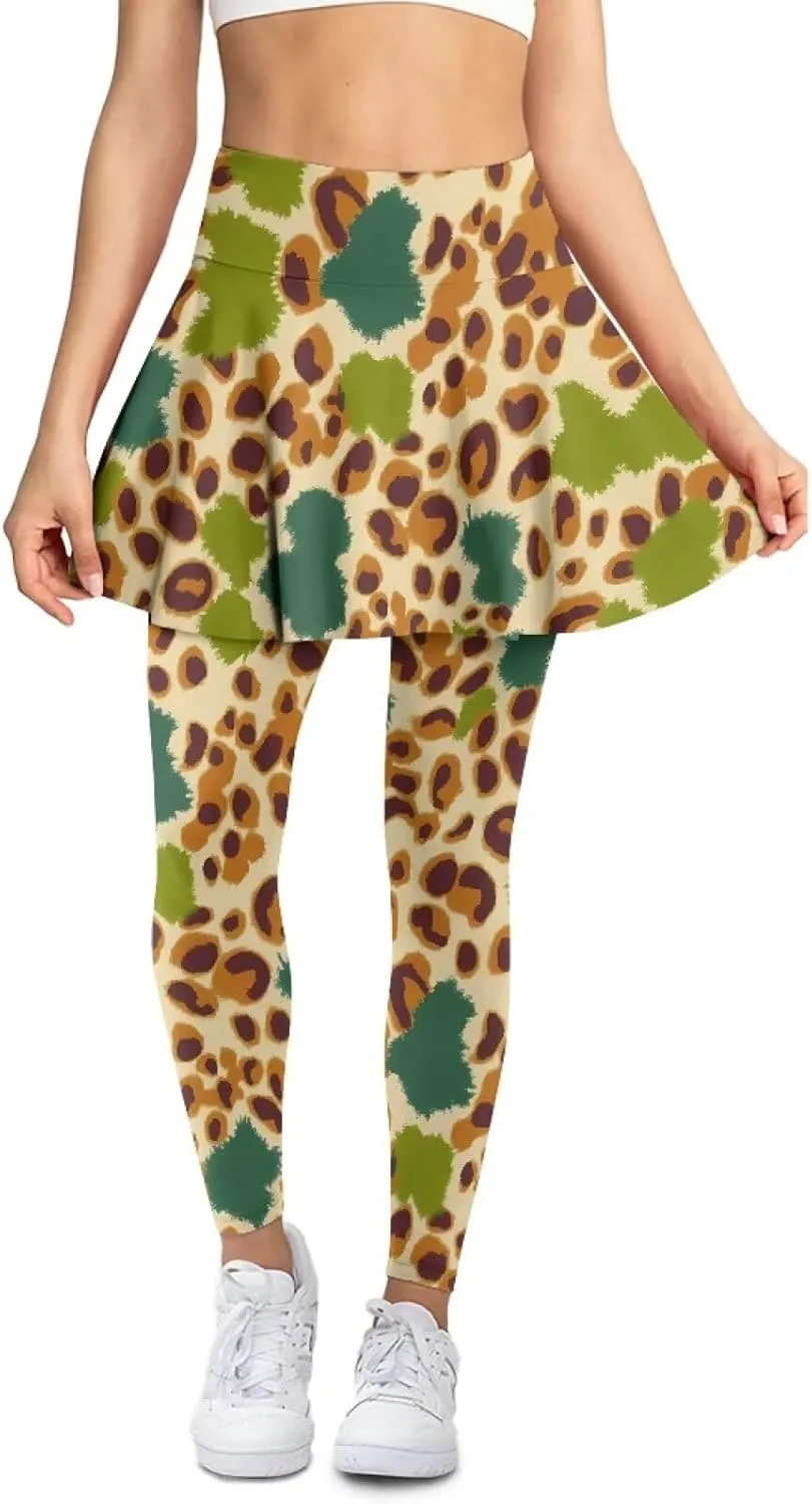 Ladybug Tennis Skirted Leggings with Pocket,Women Turtle Elastic Yoga Legging with Skirt,Forest Comfy Yoga Leggings