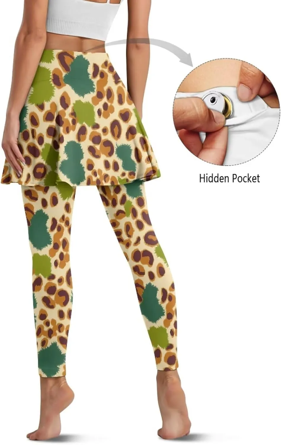 Ladybug Tennis Skirted Leggings with Pocket,Women Turtle Elastic Yoga Legging with Skirt,Forest Comfy Yoga Leggings