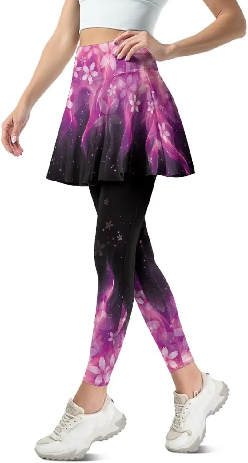 Ladybug Tennis Skirted Leggings with Pocket,Women Turtle Elastic Yoga Legging with Skirt,Forest Comfy Yoga Leggings