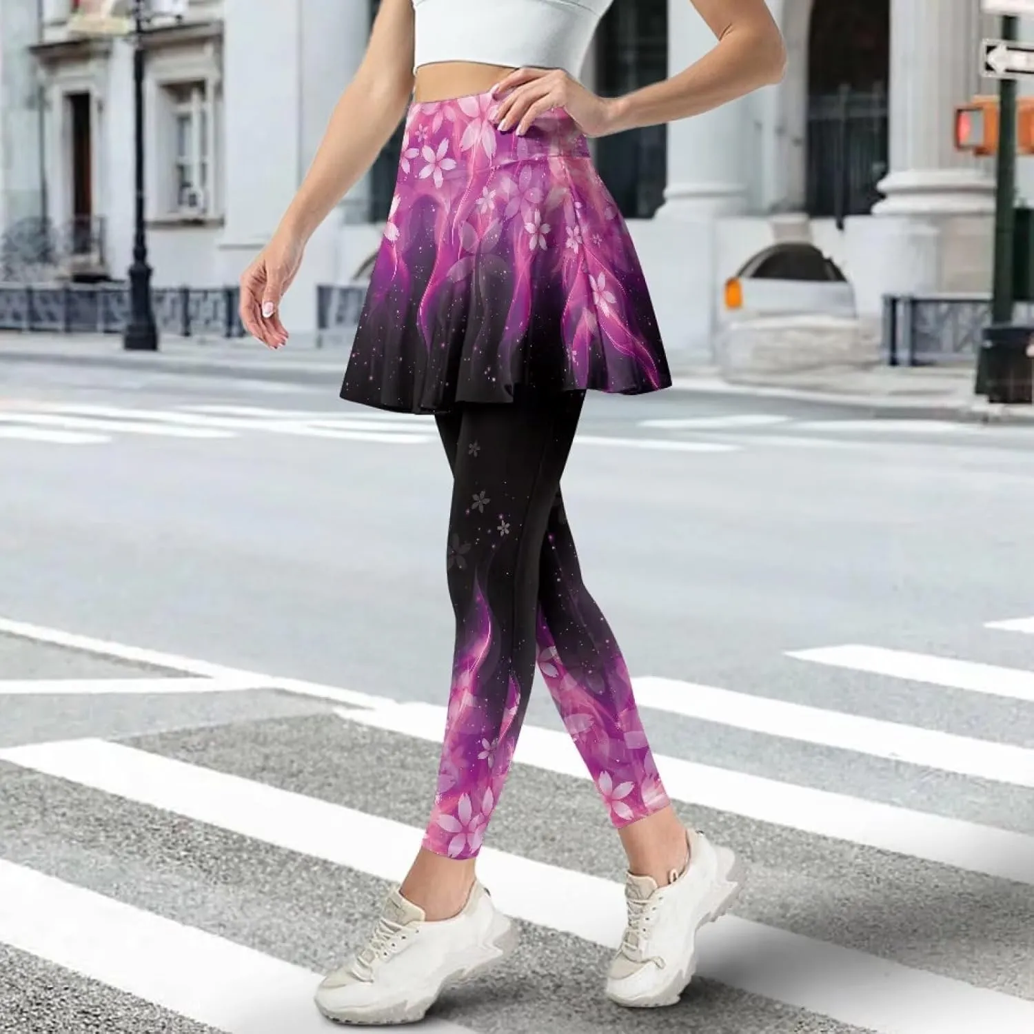 Ladybug Tennis Skirted Leggings with Pocket,Women Turtle Elastic Yoga Legging with Skirt,Forest Comfy Yoga Leggings