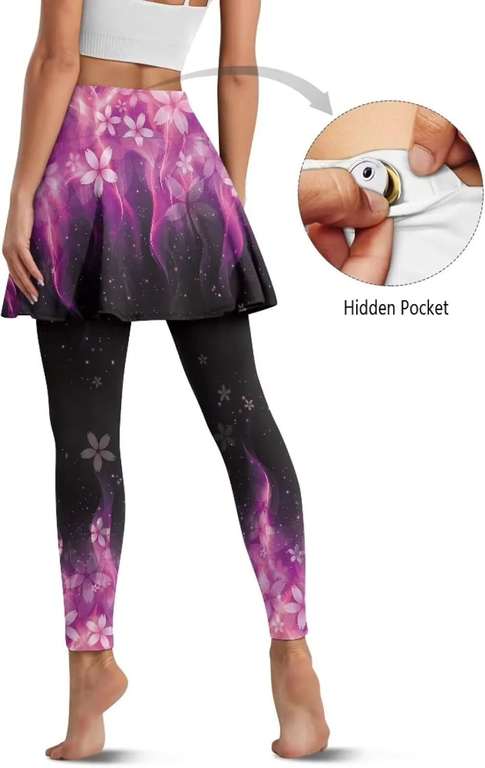 Ladybug Tennis Skirted Leggings with Pocket,Women Turtle Elastic Yoga Legging with Skirt,Forest Comfy Yoga Leggings