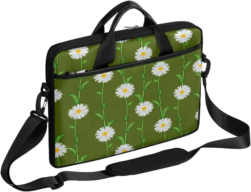 Laptop Shoulder Bag for 13-15 Inch Flowers Daisy Pattern Waterproof Laptop Sleeve Case Bag Slim Computer Carry Case Computer Cases for Laptops