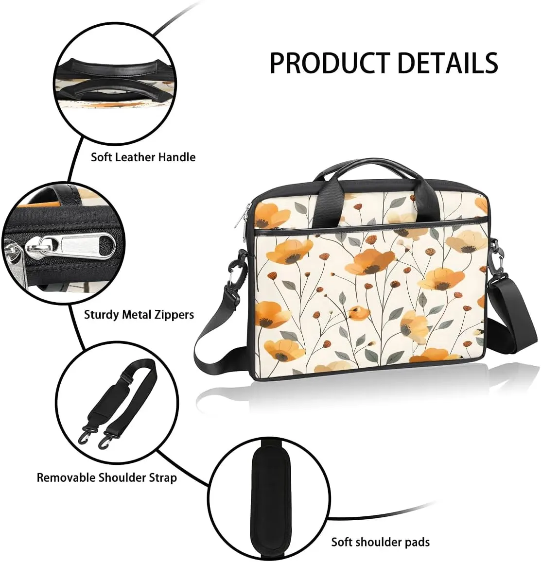 Laptop Shoulder Bag for 13-15 Inch Waterproof Laptop Sleeve Case Bag Slim Computer Carry Case Computer Cases for Laptops