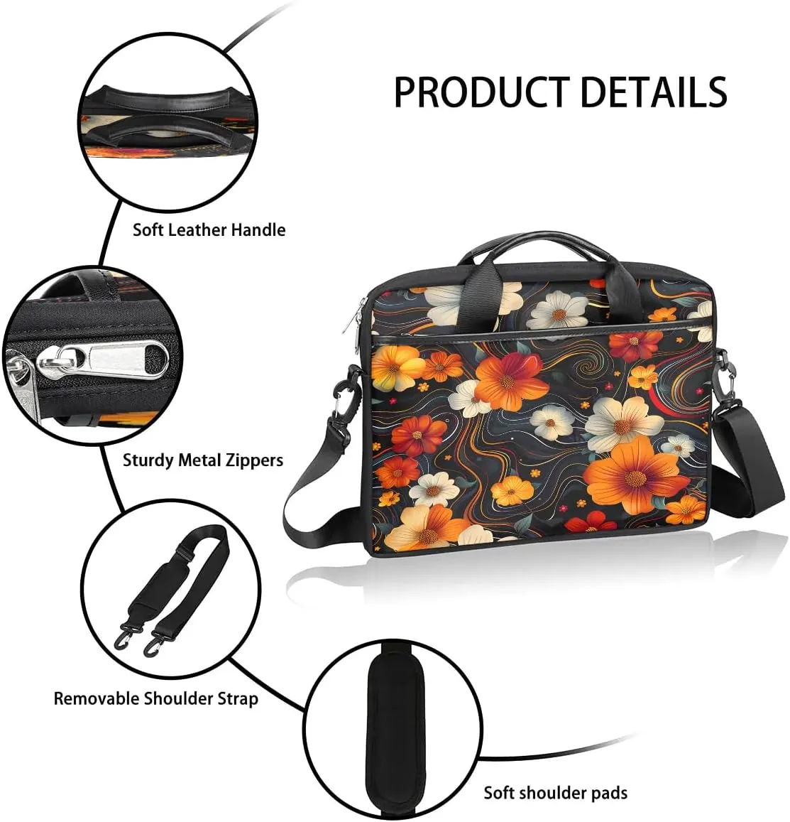 Laptop Shoulder Bag for 13-15 Inch Waterproof Laptop Sleeve Case Bag Slim Computer Carry Case Computer Cases for Laptops