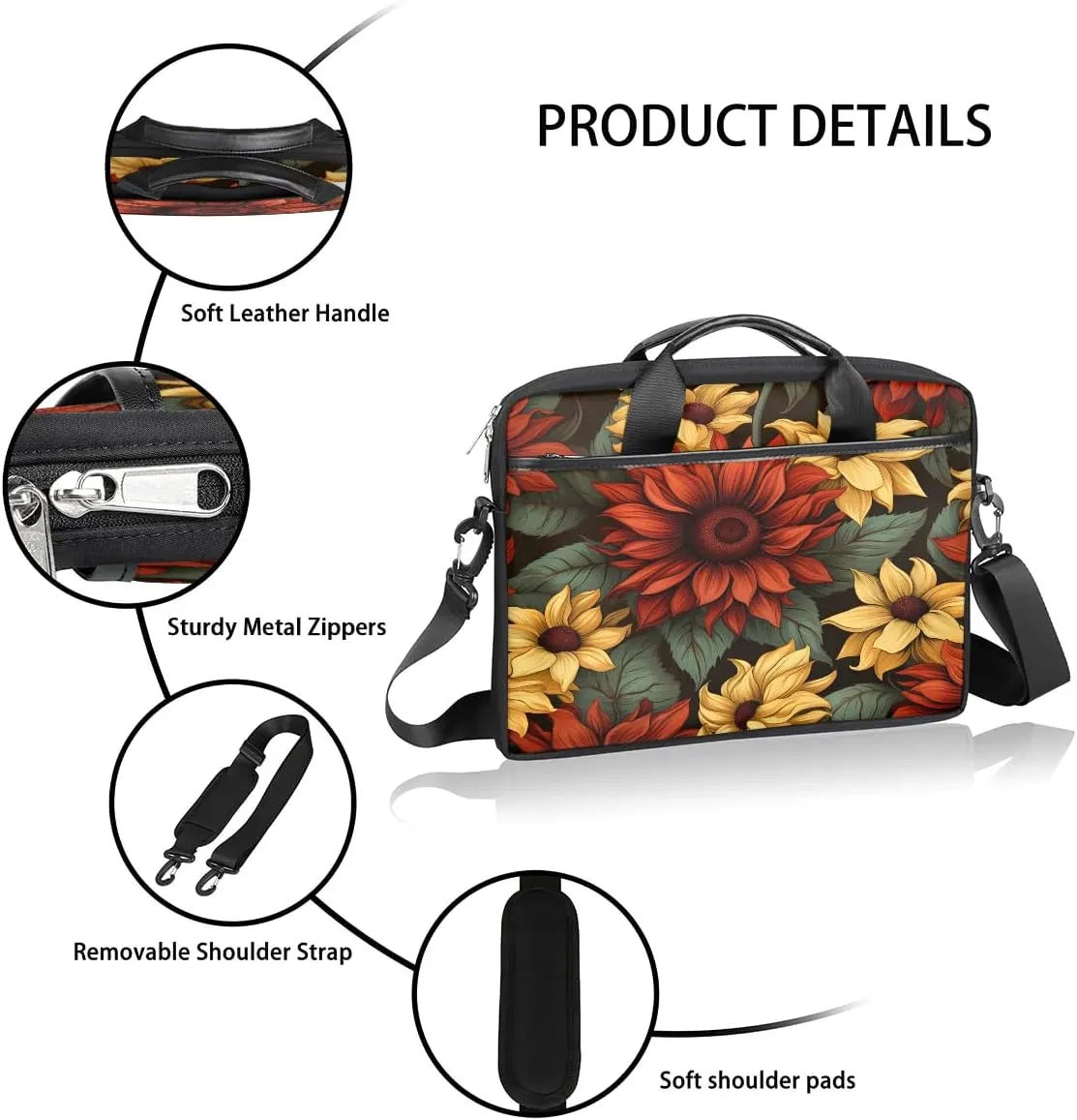 Laptop Shoulder Bag for 13-15 Inch Waterproof Laptop Sleeve Case Bag Slim Computer Carry Case Computer Cases for Laptops