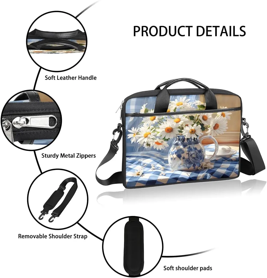 Laptop Shoulder Bag for 13-15 Inch Waterproof Laptop Sleeve Case Bag Slim Computer Carry Case Computer Cases for Laptops