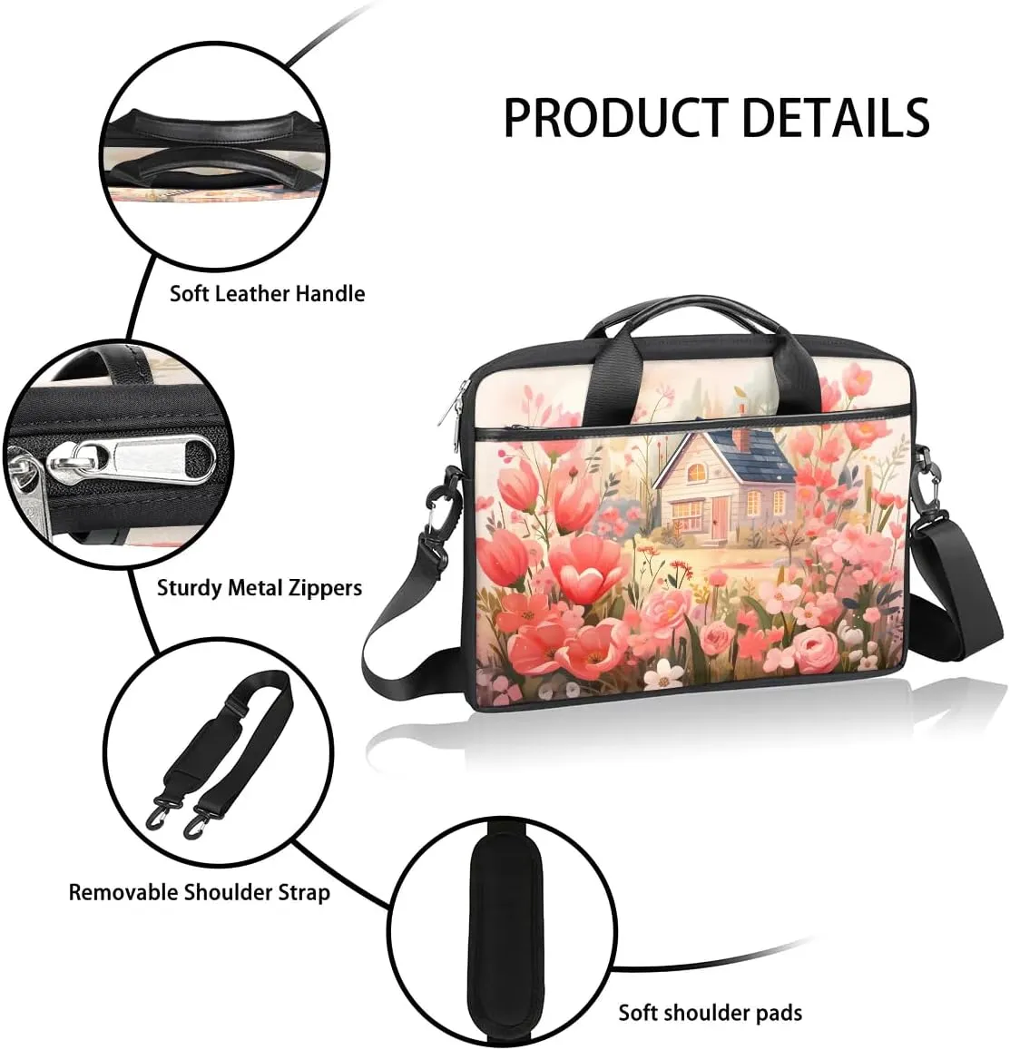 Laptop Shoulder Bag for 13-15 Inch Waterproof Laptop Sleeve Case Bag Slim Computer Carry Case Computer Cases for Laptops
