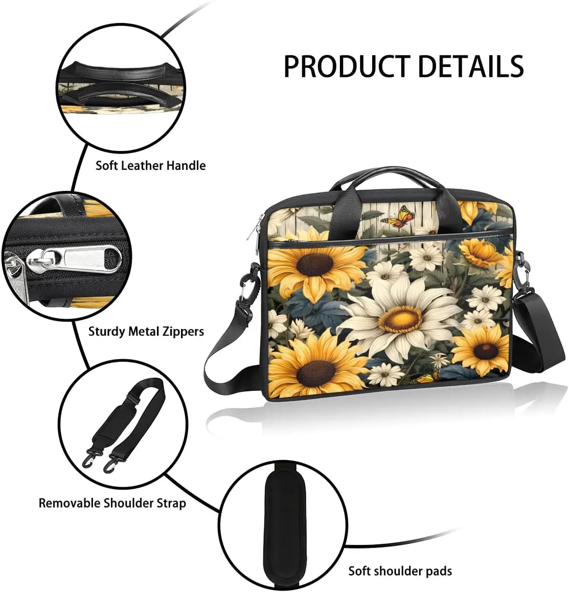 Laptop Shoulder Bag for 13-15 Inch Waterproof Laptop Sleeve Case Bag Slim Computer Carry Case Computer Cases for Laptops