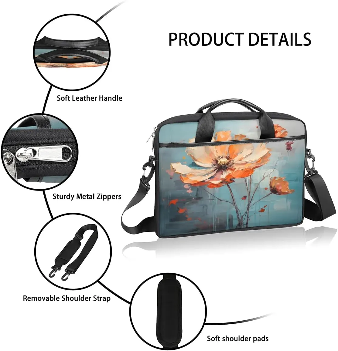 Laptop Shoulder Bag for 13-15 Inch Waterproof Laptop Sleeve Case Bag Slim Computer Carry Case Computer Cases for Laptops