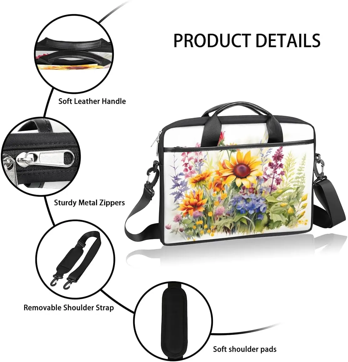 Laptop Shoulder Bag for 13-15 Inch Waterproof Laptop Sleeve Case Bag Slim Computer Carry Case Computer Cases for Laptops