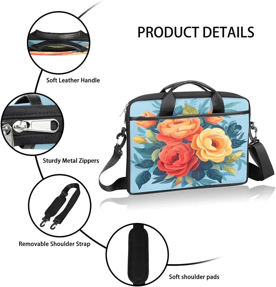 Laptop Shoulder Bag for 13-15 Inch Waterproof Laptop Sleeve Case Bag Slim Computer Carry Case Computer Cases for Laptops