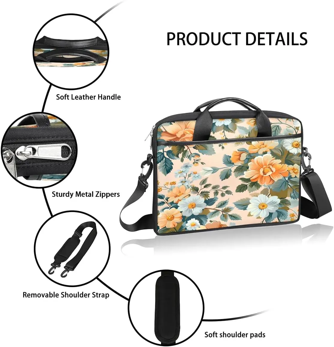 Laptop Shoulder Bag for 13-15 Inch Waterproof Laptop Sleeve Case Bag Slim Computer Carry Case Computer Cases for Laptops
