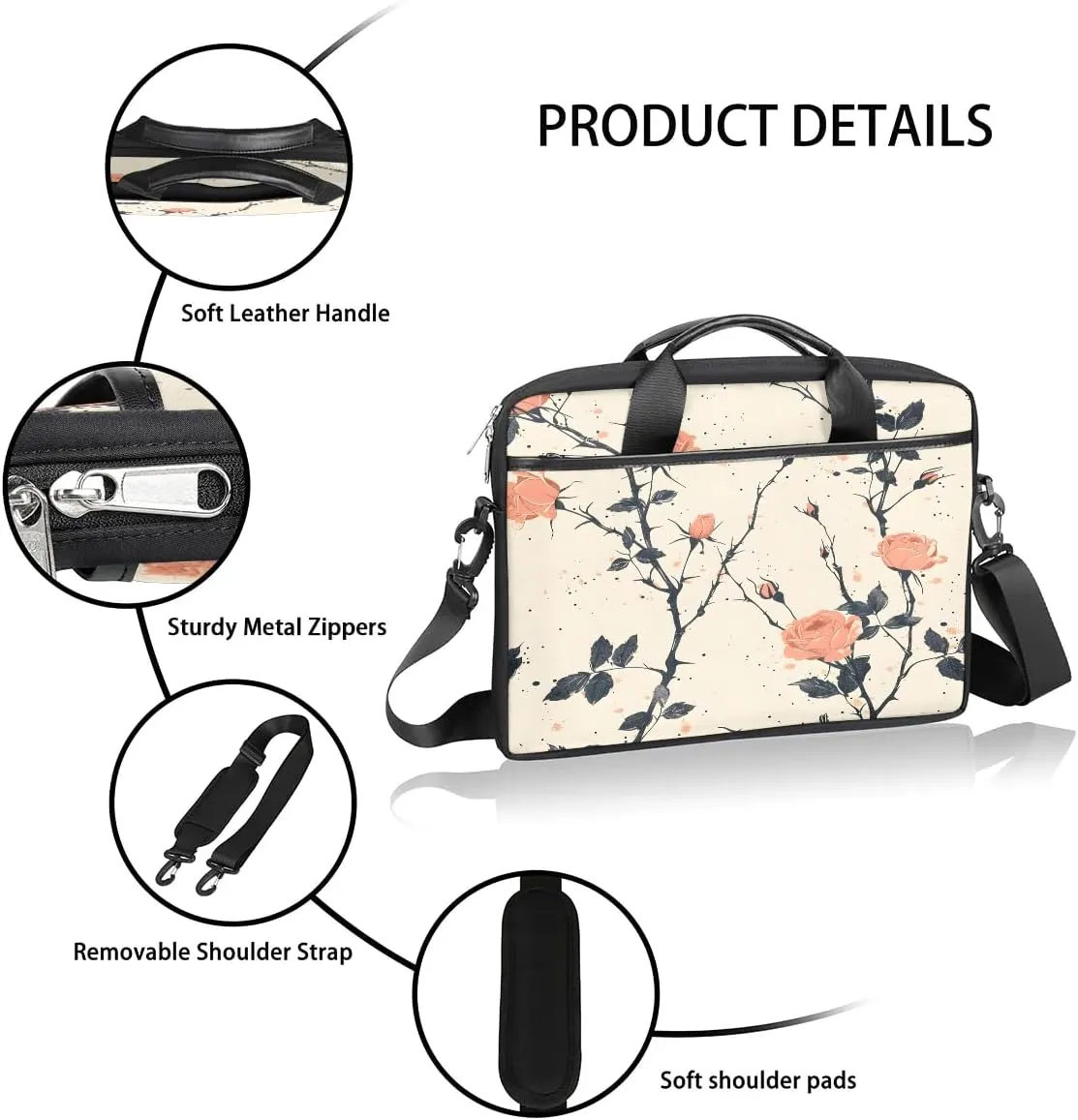 Laptop Shoulder Bag for 13-15 Inch Waterproof Laptop Sleeve Case Bag Slim Computer Carry Case Computer Cases for Laptops