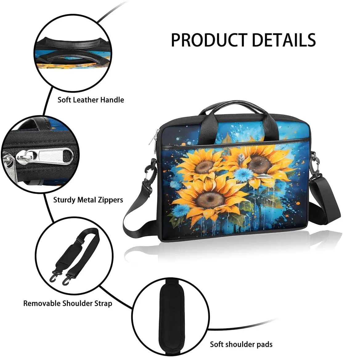 Laptop Shoulder Bag for 13-15 Inch Waterproof Laptop Sleeve Case Bag Slim Computer Carry Case Computer Cases for Laptops