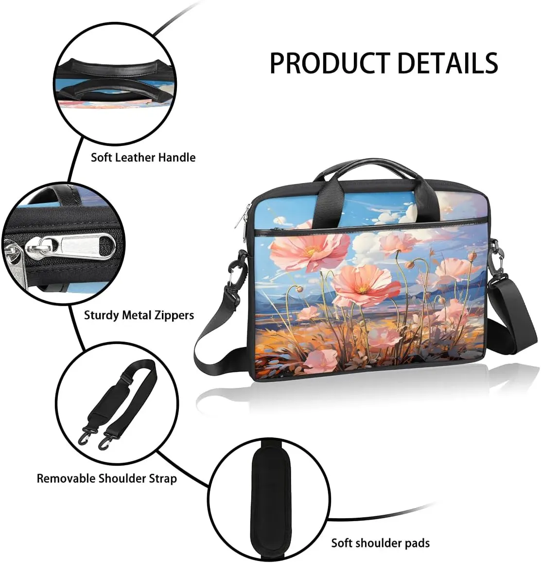 Laptop Shoulder Bag for 13-15 Inch Waterproof Laptop Sleeve Case Bag Slim Computer Carry Case Computer Cases for Laptops