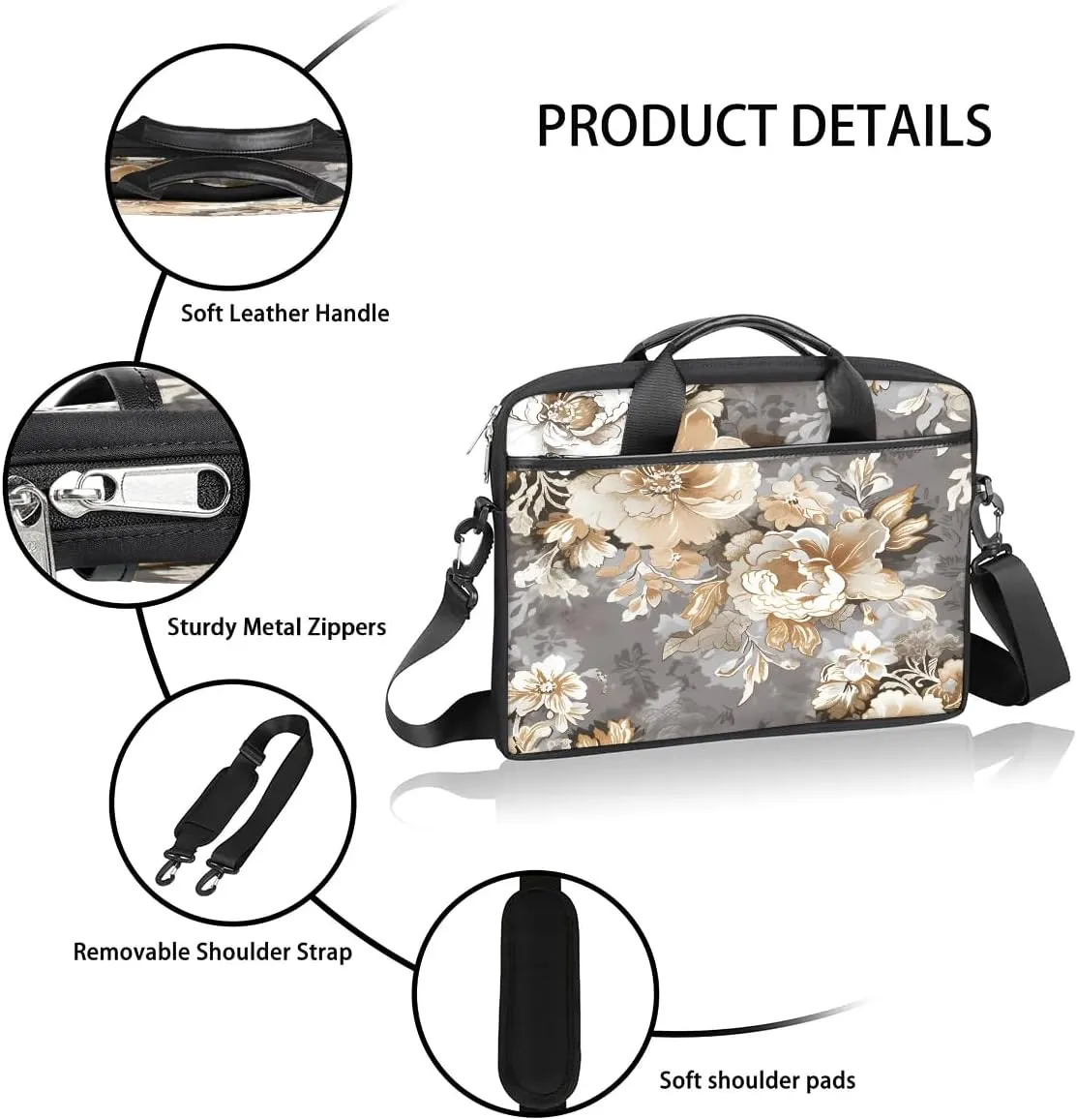 Laptop Shoulder Bag for 13-15 Inch Waterproof Laptop Sleeve Case Bag Slim Computer Carry Case Computer Cases for Laptops