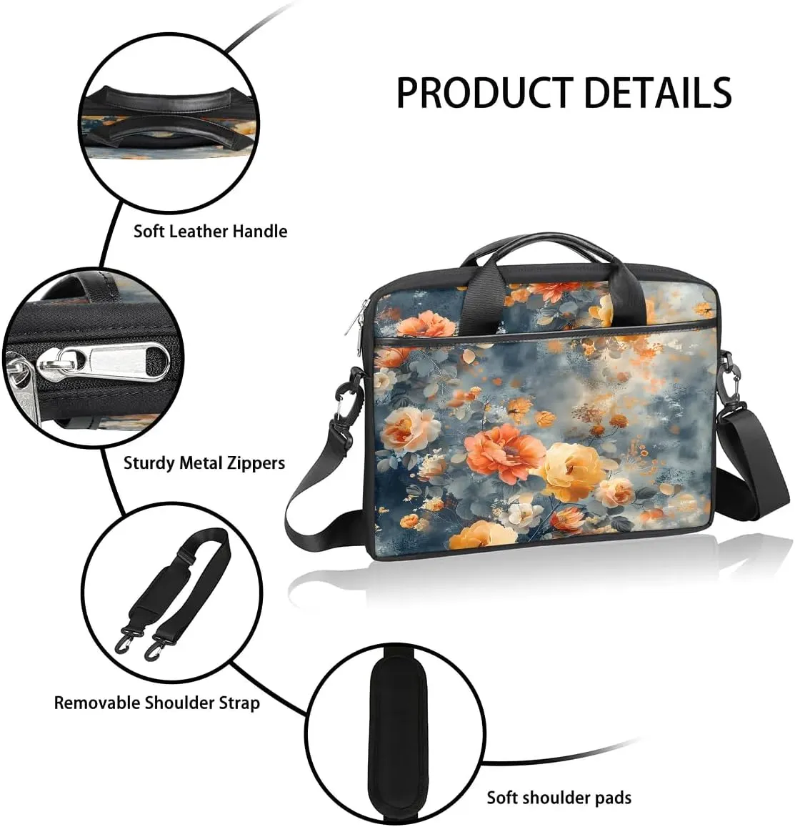 Laptop Shoulder Bag for 13-15 Inch Waterproof Laptop Sleeve Case Bag Slim Computer Carry Case Computer Cases for Laptops