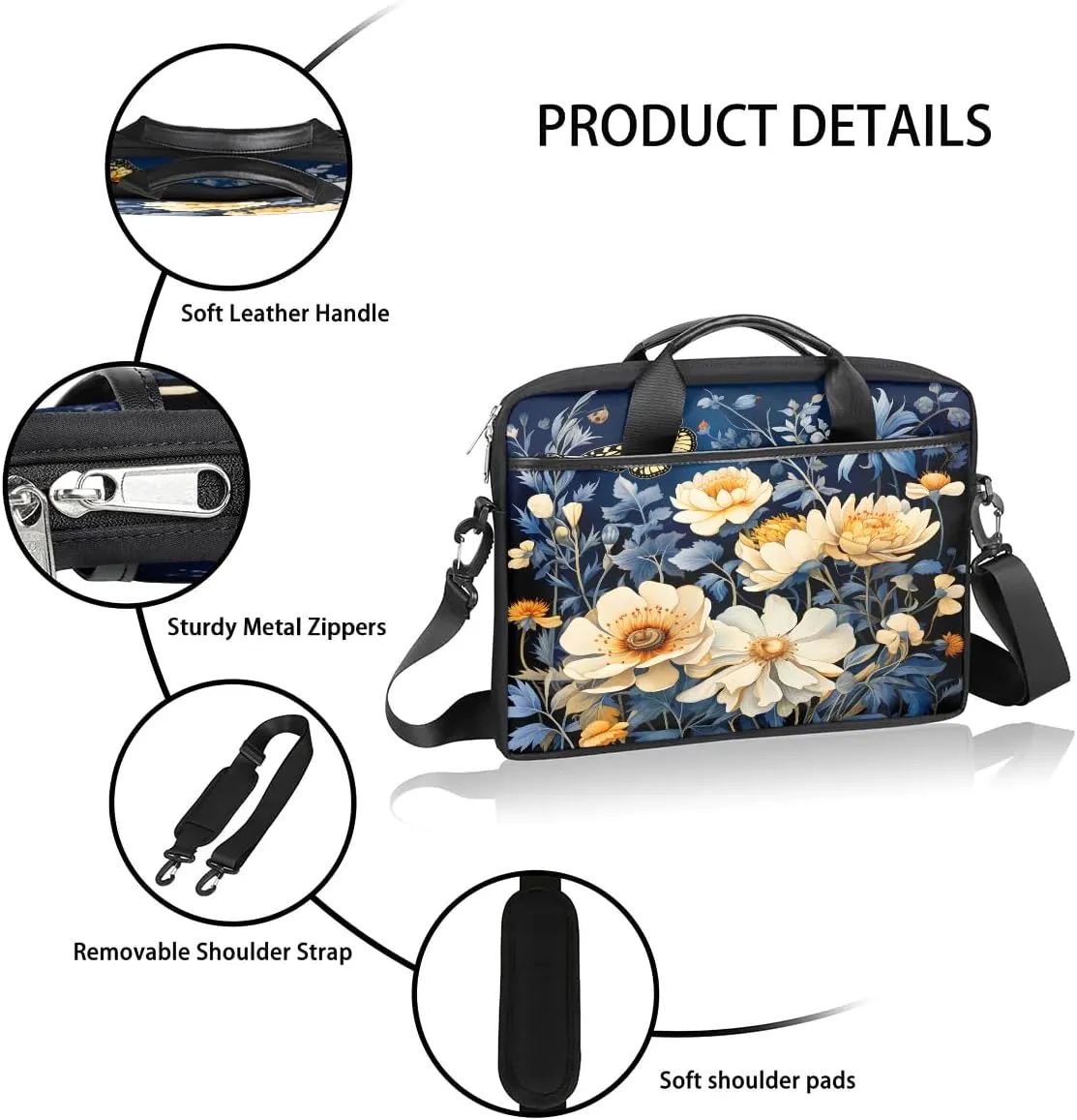 Laptop Shoulder Bag for 13-15 Inch Waterproof Laptop Sleeve Case Bag Slim Computer Carry Case Computer Cases for Laptops