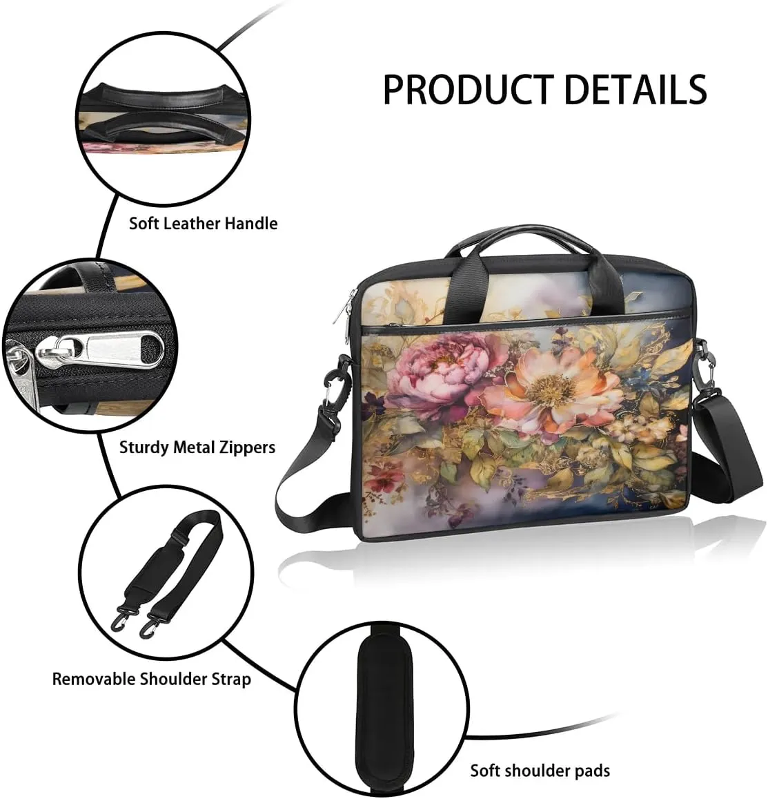 Laptop Shoulder Bag for 13-15 Inch Waterproof Laptop Sleeve Case Bag Slim Computer Carry Case Computer Cases for Laptops