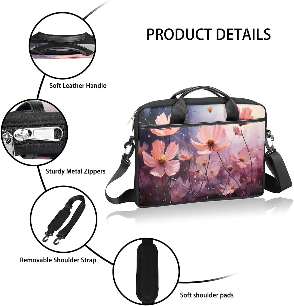 Laptop Shoulder Bag for 13-15 Inch Waterproof Laptop Sleeve Case Bag Slim Computer Carry Case Computer Cases for Laptops