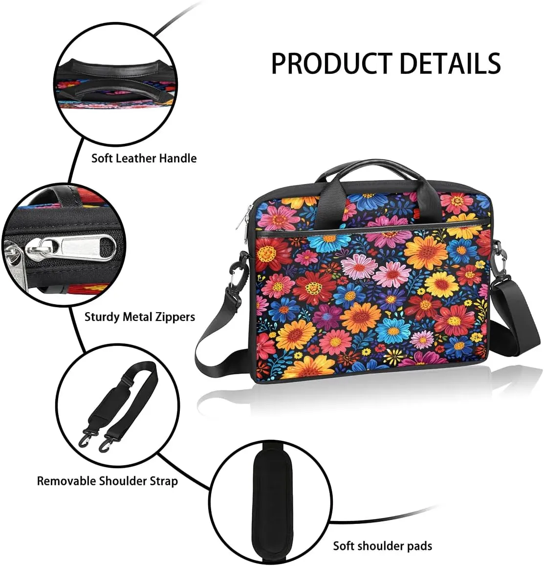 Laptop Shoulder Bag for 13-15 Inch Waterproof Laptop Sleeve Case Bag Slim Computer Carry Case Computer Cases for Laptops