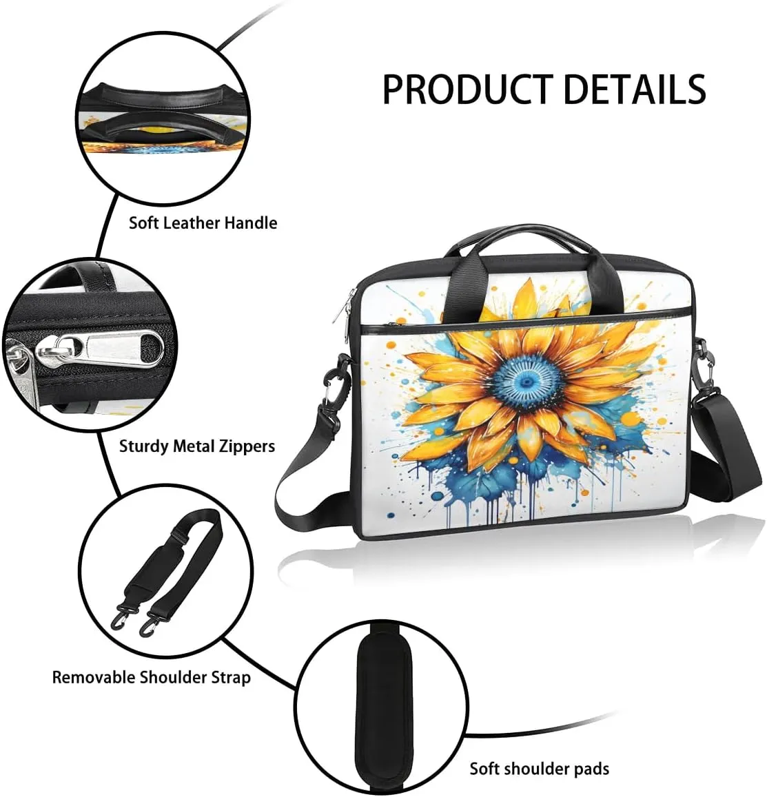 Laptop Shoulder Bag for 13-15 Inch Waterproof Laptop Sleeve Case Bag Slim Computer Carry Case Computer Cases for Laptops