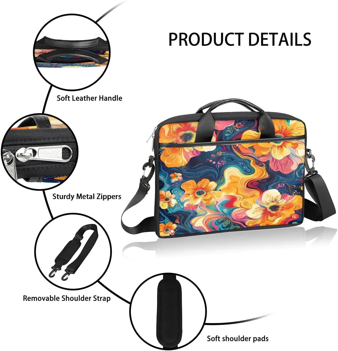 Laptop Shoulder Bag for 13-15 Inch Waterproof Laptop Sleeve Case Bag Slim Computer Carry Case Computer Cases for Laptops