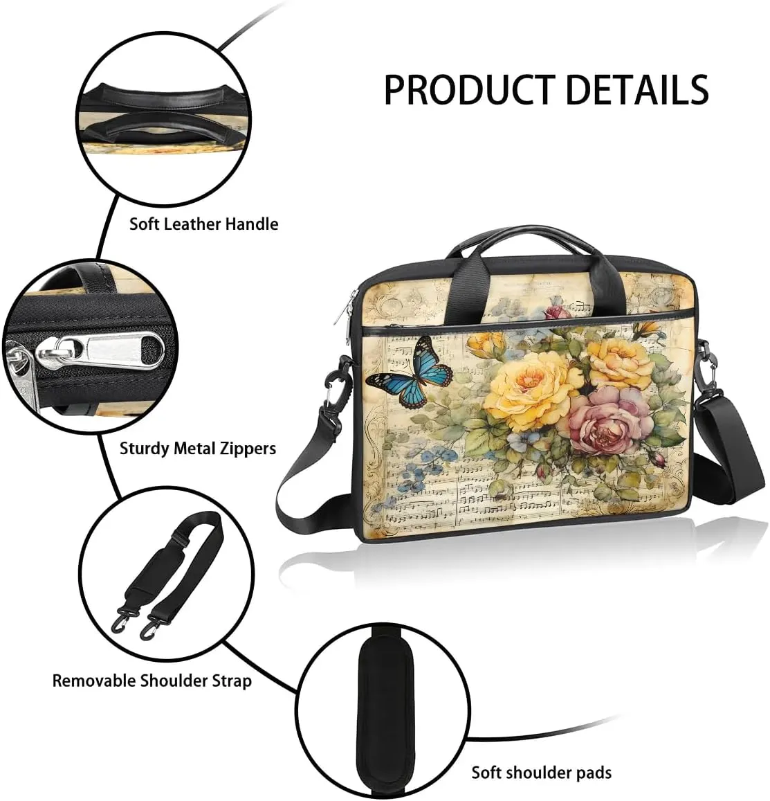 Laptop Shoulder Bag for 13-15 Inch Waterproof Laptop Sleeve Case Bag Slim Computer Carry Case Computer Cases for Laptops
