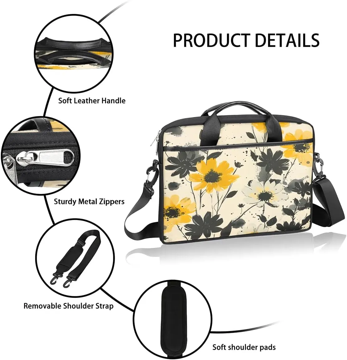 Laptop Shoulder Bag for 13-15 Inch Waterproof Laptop Sleeve Case Bag Slim Computer Carry Case Computer Cases for Laptops