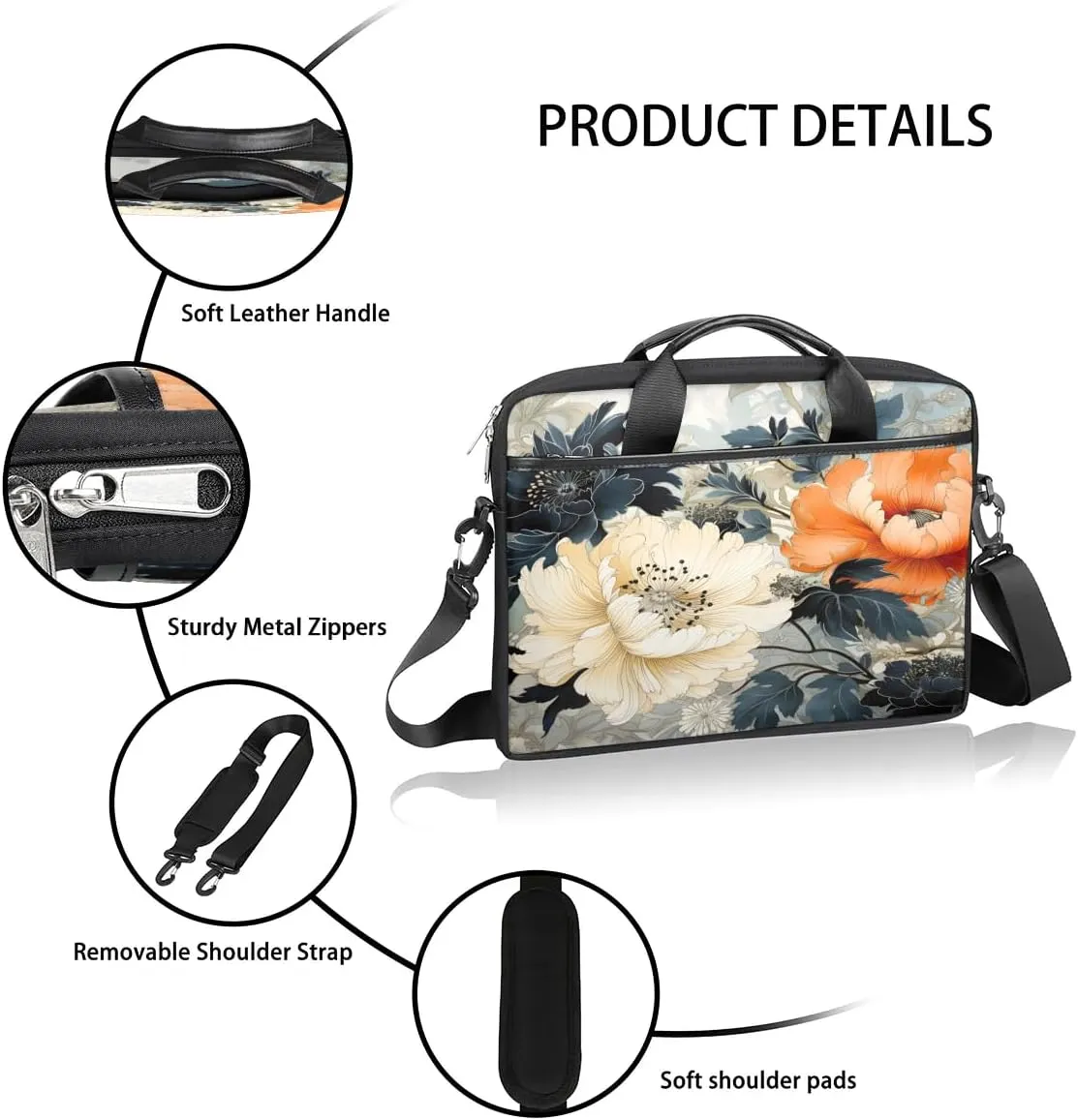 Laptop Shoulder Bag for 13-15 Inch Waterproof Laptop Sleeve Case Bag Slim Computer Carry Case Computer Cases for Laptops