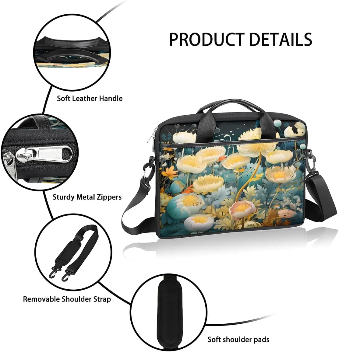 Laptop Shoulder Bag for 13-15 Inch Waterproof Laptop Sleeve Case Bag Slim Computer Carry Case Computer Cases for Laptops