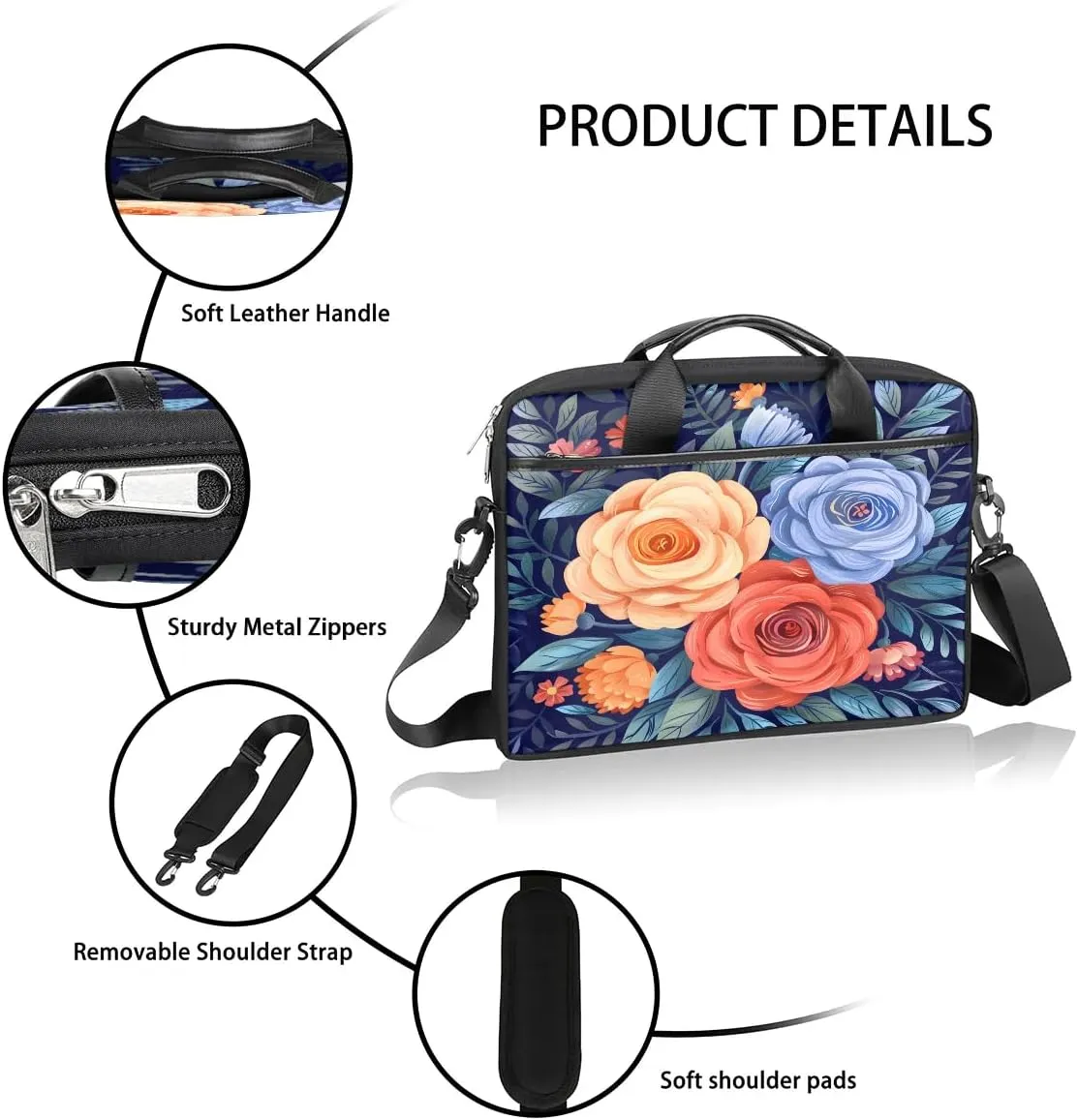 Laptop Shoulder Bag for 13-15 Inch Waterproof Laptop Sleeve Case Bag Slim Computer Carry Case Computer Cases for Laptops