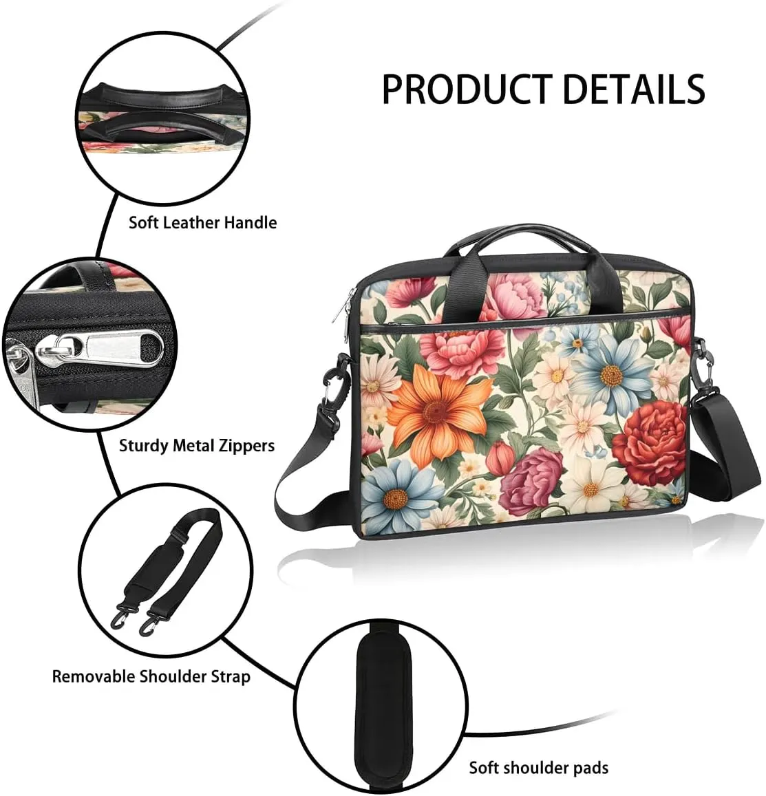 Laptop Shoulder Bag for 13-15 Inch Waterproof Laptop Sleeve Case Bag Slim Computer Carry Case Computer Cases for Laptops