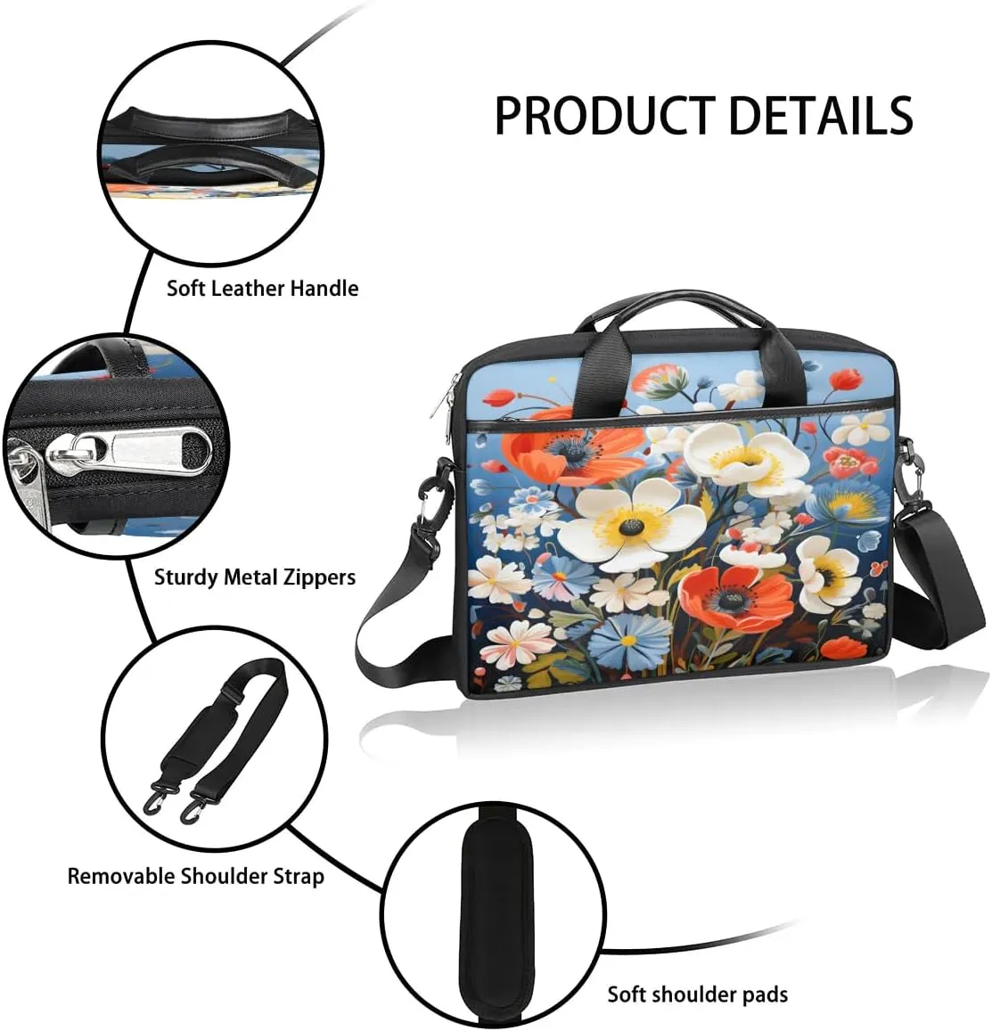 Laptop Shoulder Bag for 13-15 Inch Waterproof Laptop Sleeve Case Bag Slim Computer Carry Case Computer Cases for Laptops