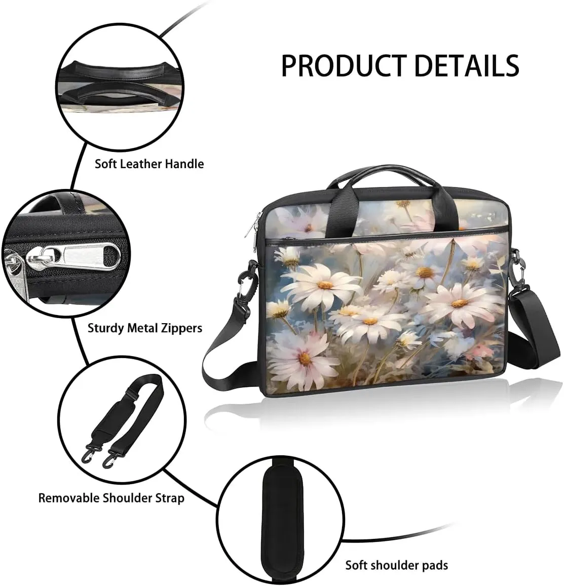 Laptop Shoulder Bag for 13-15 Inch Waterproof Laptop Sleeve Case Bag Slim Computer Carry Case Computer Cases for Laptops
