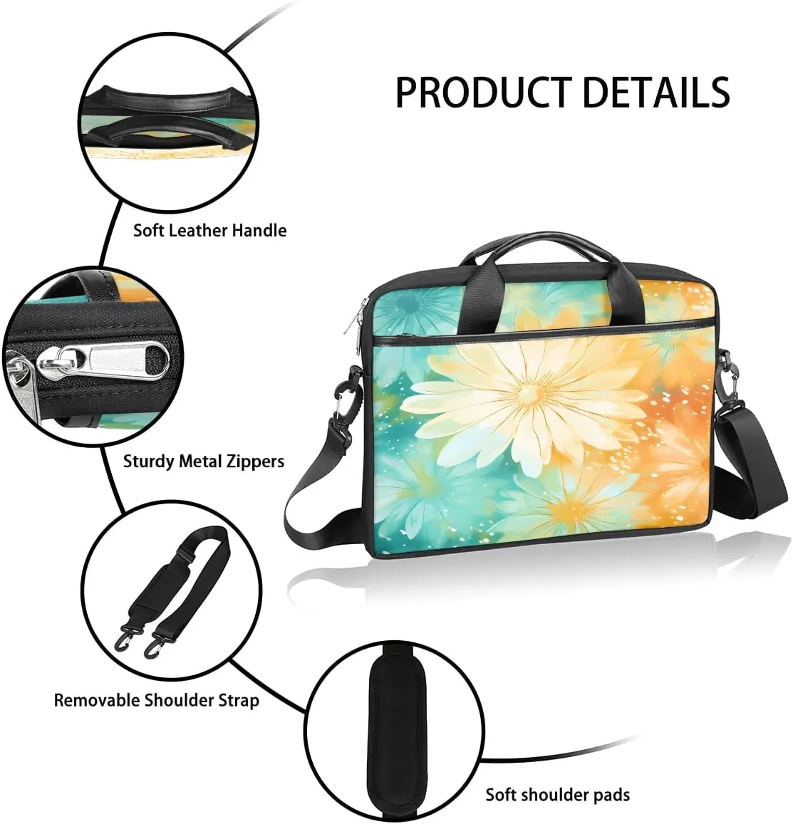 Laptop Shoulder Bag for 13-15 Inch Waterproof Laptop Sleeve Case Bag Slim Computer Carry Case Computer Cases for Laptops