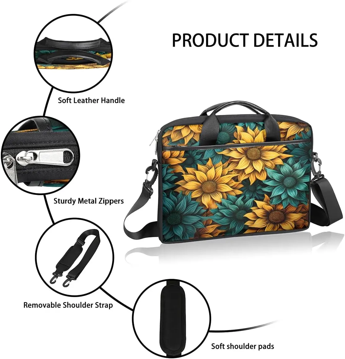 Laptop Shoulder Bag for 13-15 Inch Waterproof Laptop Sleeve Case Bag Slim Computer Carry Case Computer Cases for Laptops