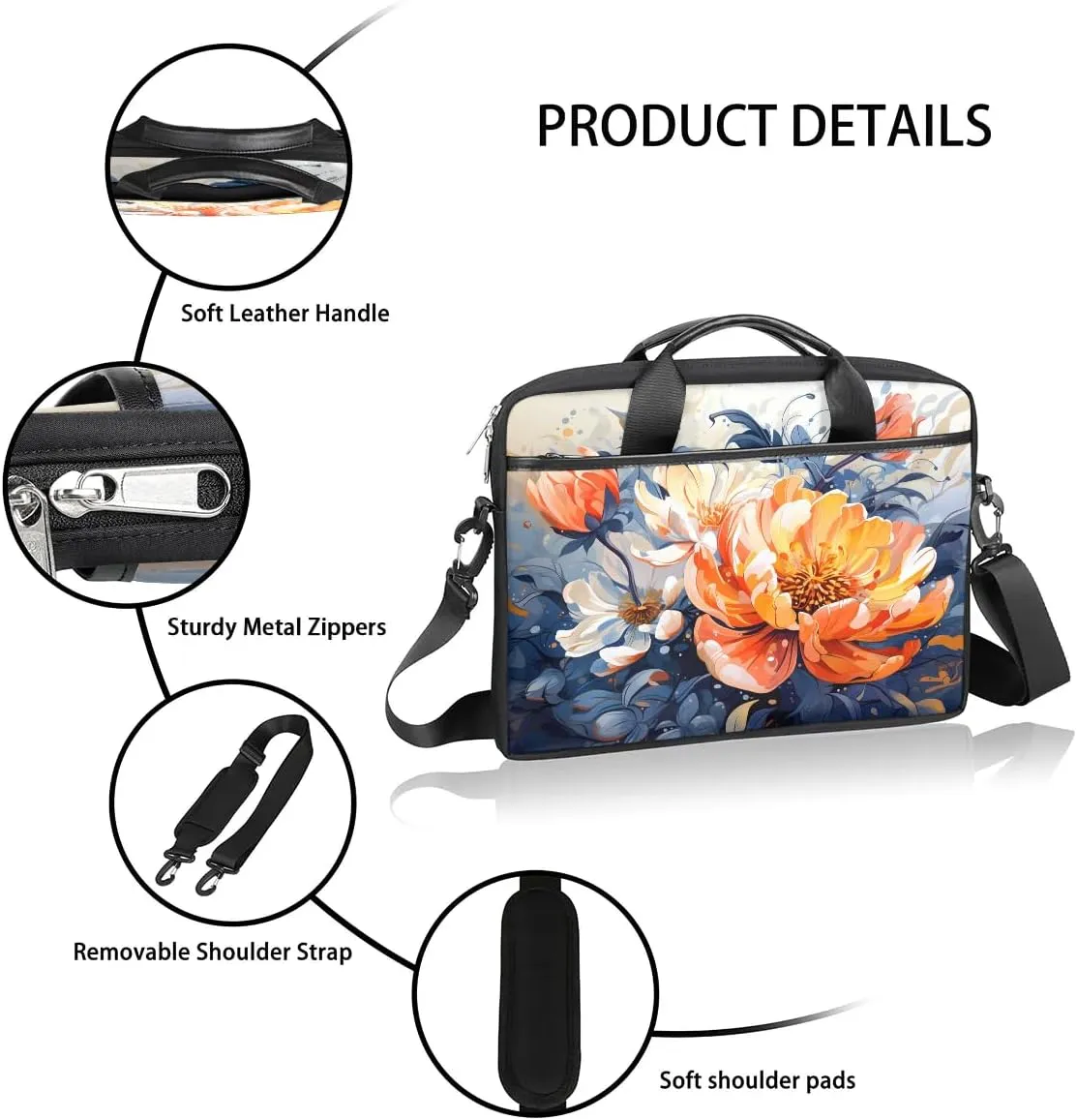 Laptop Shoulder Bag for 13-15 Inch Waterproof Laptop Sleeve Case Bag Slim Computer Carry Case Computer Cases for Laptops