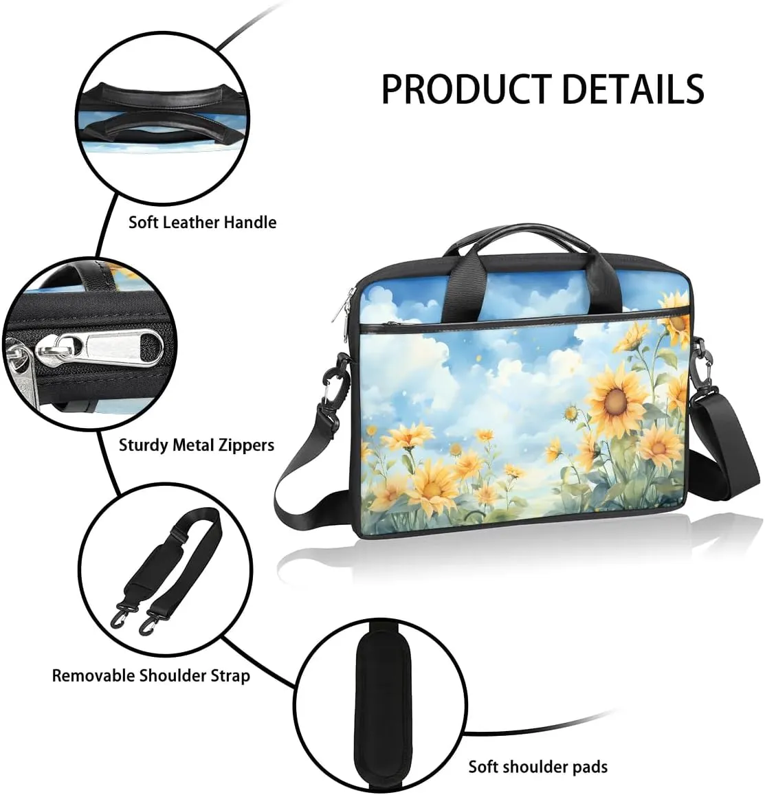 Laptop Shoulder Bag for 13-15 Inch Waterproof Laptop Sleeve Case Bag Slim Computer Carry Case Computer Cases for Laptops