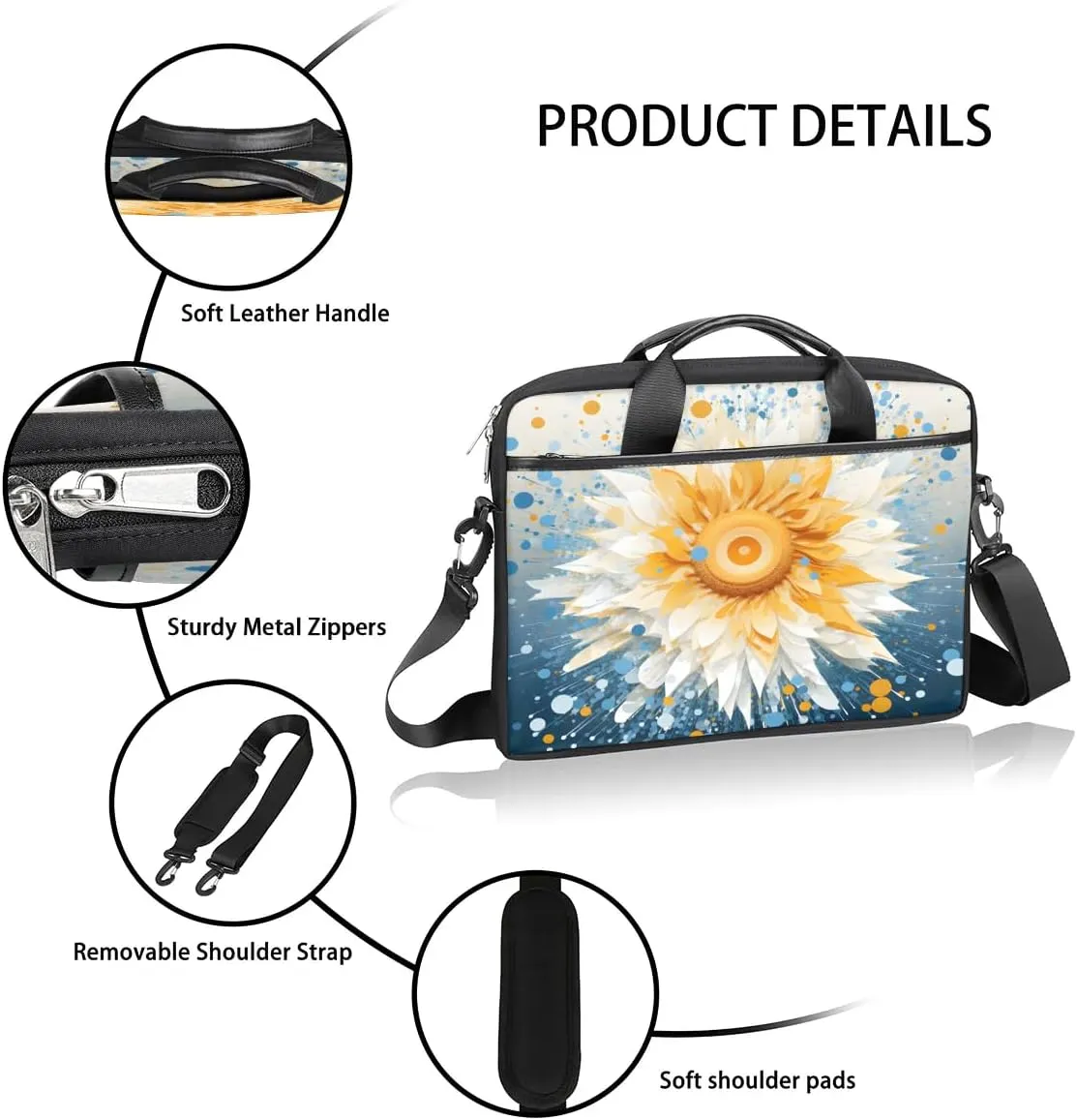 Laptop Shoulder Bag for 13-15 Inch Waterproof Laptop Sleeve Case Bag Slim Computer Carry Case Computer Cases for Laptops