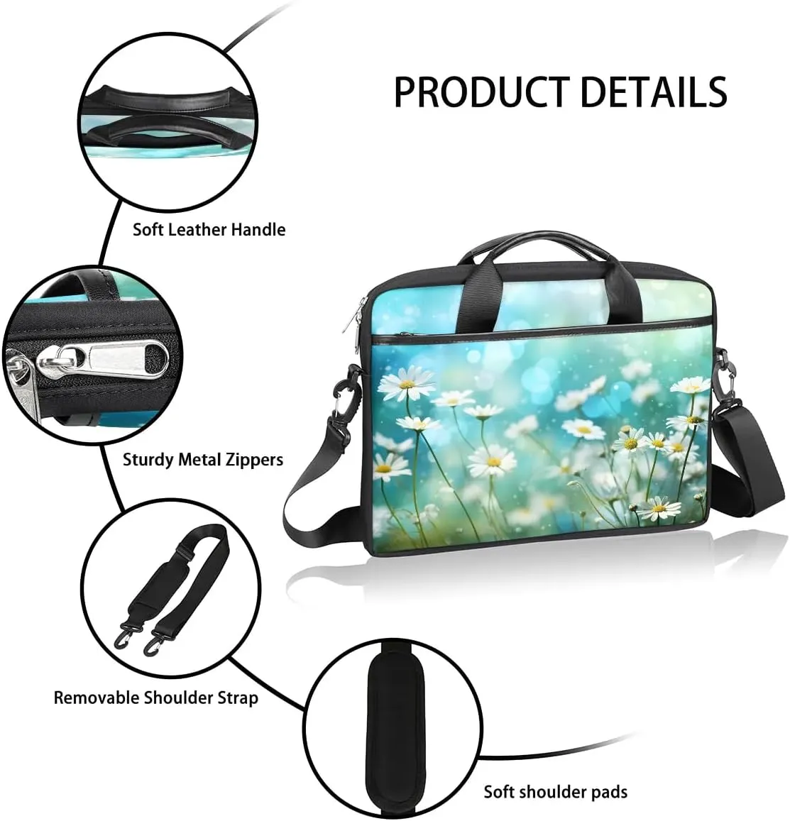 Laptop Shoulder Bag for 13-15 Inch Waterproof Laptop Sleeve Case Bag Slim Computer Carry Case Computer Cases for Laptops