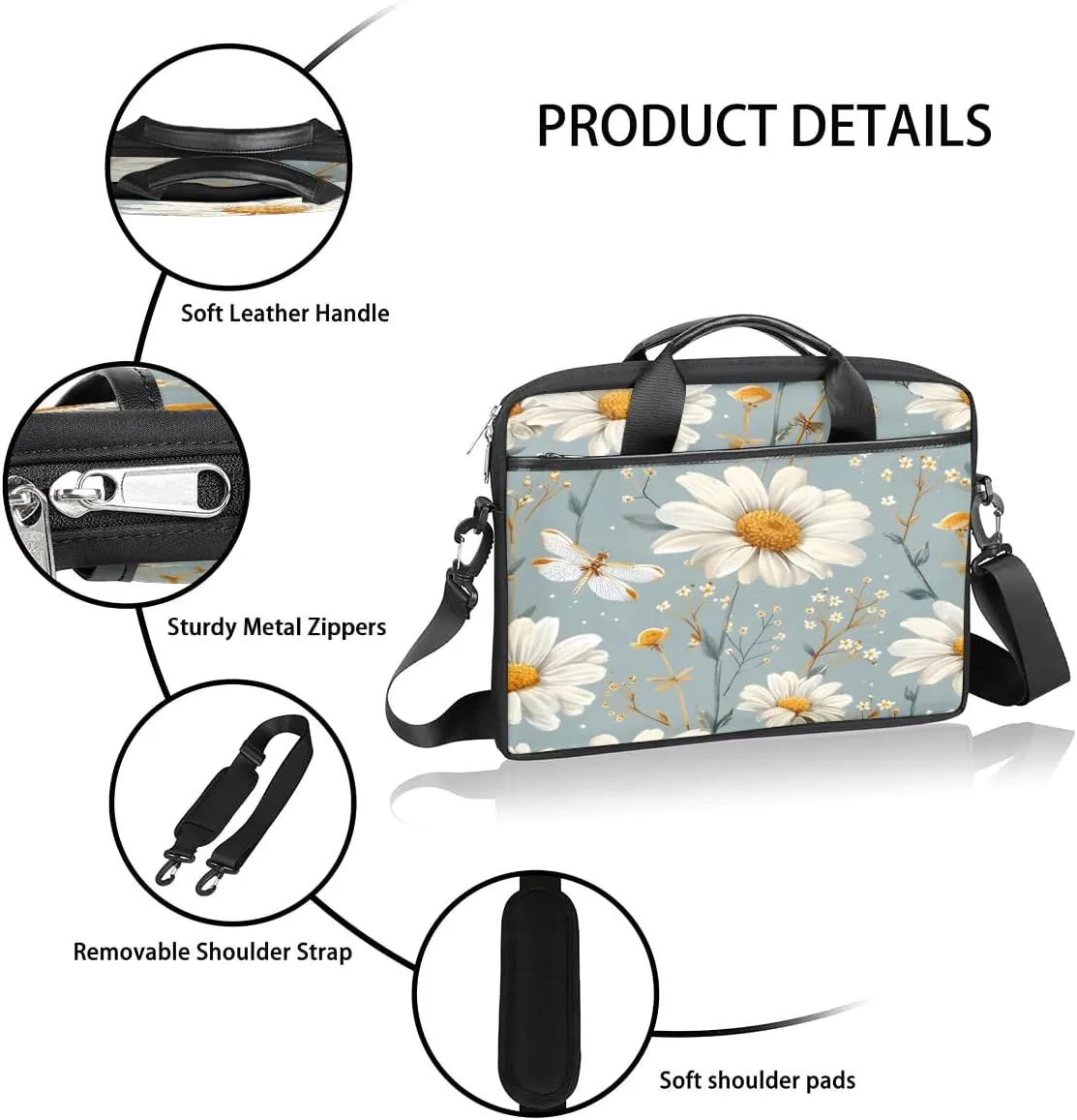 Laptop Shoulder Bag for 13-15 Inch Waterproof Laptop Sleeve Case Bag Slim Computer Carry Case Computer Cases for Laptops