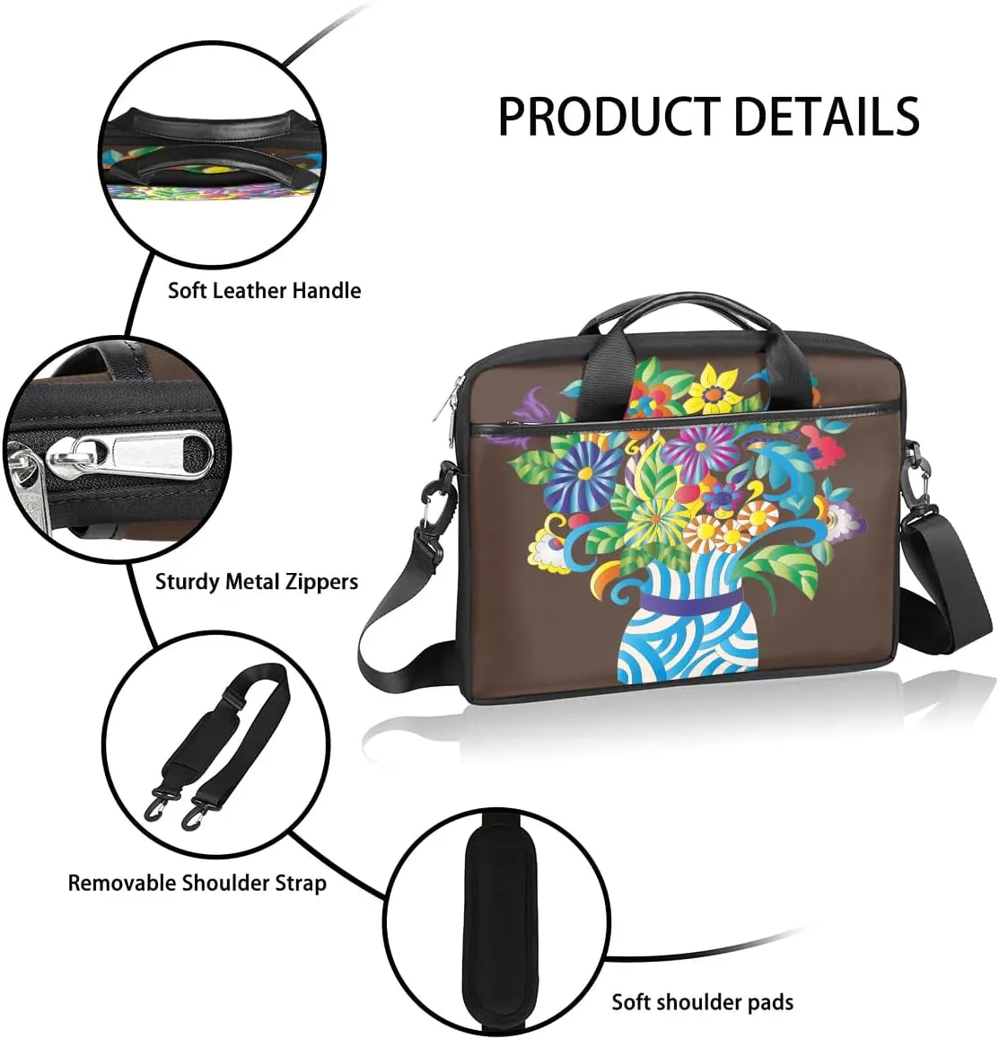 Laptop Shoulder Bag for 13-15 Inch Waterproof Laptop Sleeve Case Bag Slim Computer Carry Case Computer Cases for Laptops
