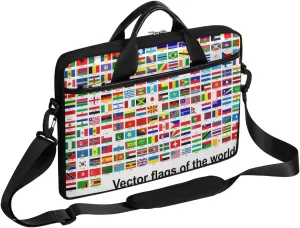 Laptop Shoulder Bag for 13-15 Inch World Flags Waterproof Laptop Sleeve Case Bag Slim Computer Carry Case Computer Cases for Laptops